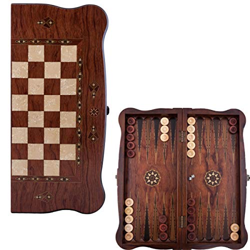 Helena Wood Art, Handgefertigtes Hochwertiges Backgammon Spiel aus Holz, Tavla, 100% Holz, Deluxe Edition, TricTrac, 52 x 24 cm von Helena Wood Art