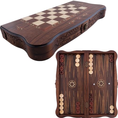 Helena Wood Art, Handgefertigtes Hochwertiges Backgammon Spiel aus Holz, Tavla, 100% Holz, Deluxe Edition, TricTrac, 52 x 24 cm von Helena Wood Art