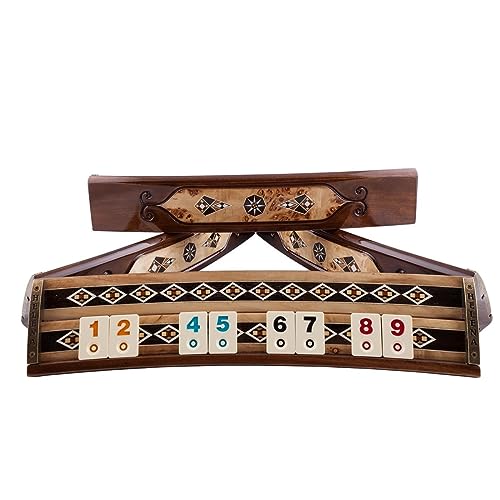 Helena Wood Art, Handgefertigtes Oval Rummy Set aus Holz inklusive Tasche, Okey Takimi, 100% Holz, Luxus Edition von Helena Wood Art