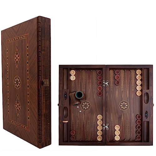 Helena Wood Art, Handgefertigtes Hochwertiges Backgammon Spiel aus Holz, Tavla, 100% Holz, Deluxe Edition, TricTrac, 52 x 30 cm von Helena Wood Art