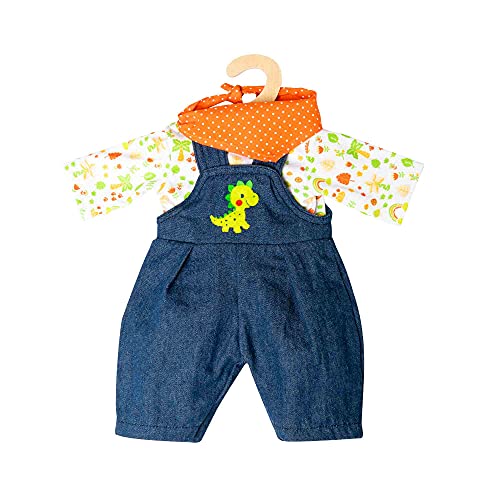 Heless 1115 - Bekleidungs-Set für Puppen im Dino-Design, 3 teilig mit Latzhose, T-Shirt und Halstuch, Größe 28 - 35 cm von Heless