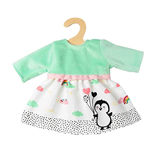 Heless 1124 - Kleid für Puppen im Pinguin Pünktchen Design, aus Softvelours und mit Pinguin-Aufdruck, Größe 28 - 35 cm von Heless