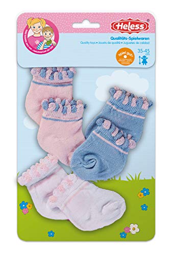 Heless 170 - Söckchen für Puppen, in den Pastellfarben weiß, rosa und blau, 3 Paar, Größe 35 - 45 von Heless