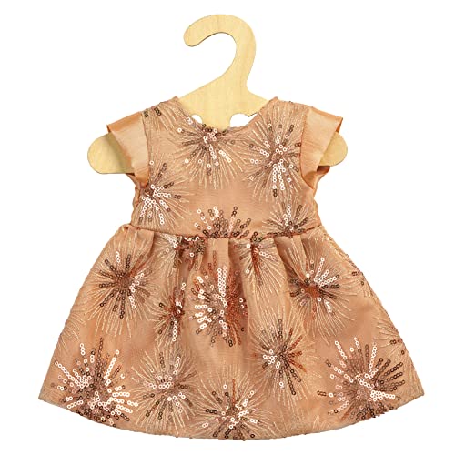 Heless 2230 - Puppenkleidung im Design Rosé Gold, edles Glitzerkleid mit sternförmig angereihten Pailletten für Puppen und Kuscheltiere der Größe 35 - 45 cm von Heless