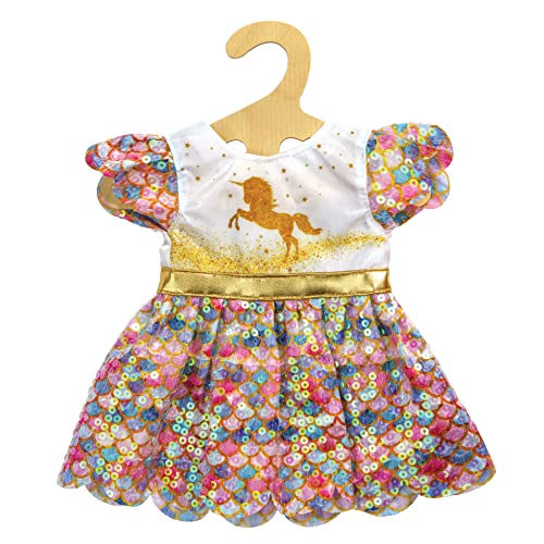 Heless 2231 - Puppenkleidung im Design Einhorn Goldy, Glitzerkleid mit schimmernden Pailletten für Puppen und Kuscheltiere der Größe 35 - 45 cm von Heless