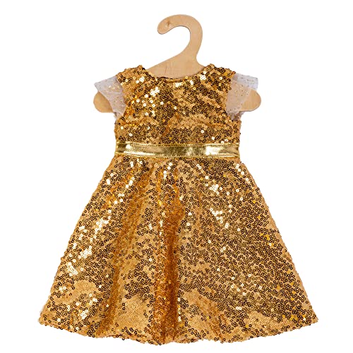 Heless 2330 - Puppenkleidung im Design Goldstar, Kleid mit goldenen Pailletten und Gürtel für Puppen und Kuscheltiere der Größe 35-45 cm von Heless