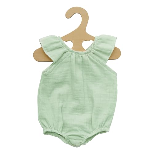 Heless 2413 - Puppenkleidung aus 100% Bio-Baumwolle, Body mit Rüschen in Mint für Puppen und Kuscheltiere der Größe 35-45 cm von Heless