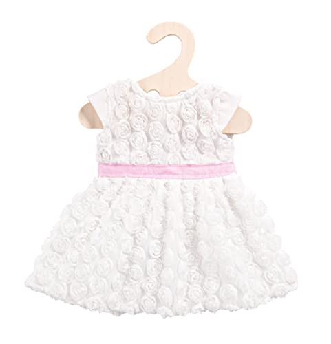 Heless 2650 - Traumkleid für Puppen in Weiß, mit kleinen Blumenröschen und einer rosa Schärpe, Größe 35 - 45 cm von Heless