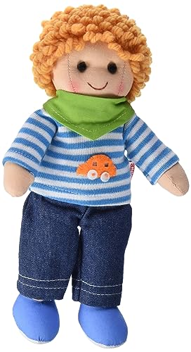 Heless 301 - Stoffpuppe Junge Nils mit Jeans, Streifenshirt und Halstuch, ca. 22 cm große Weich-Puppe zum Kuscheln, Spielen und Liebhaben von Heless