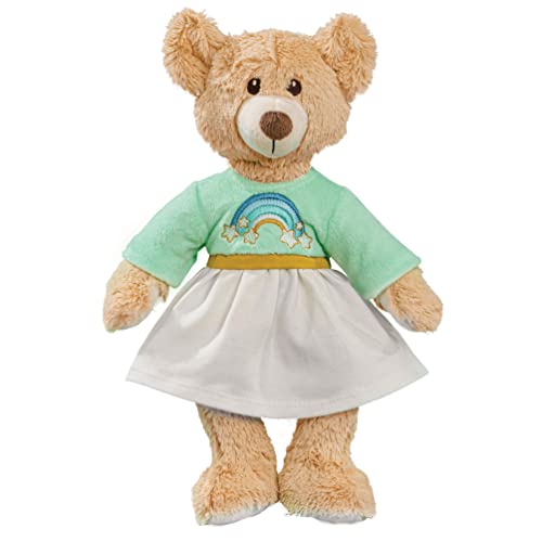 Heless 6 - Kuscheltier Teddy Rainbow inkl. Kleid mit Regenbogen-Stickerei, ca. 22 cm großer Teddybär zum An- und Ausziehen, Liebhaben und als Spielgefährte von Heless