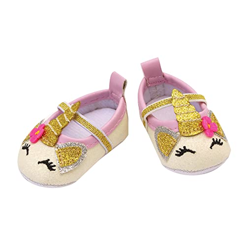 Heless 7491 - Ballerinas im Einhorn-Design für Puppen und Plüschtiere in Rosa-Weiß mit silbernen und goldenen Glitzerelementen, Größe 30 - 34 cm von Heless