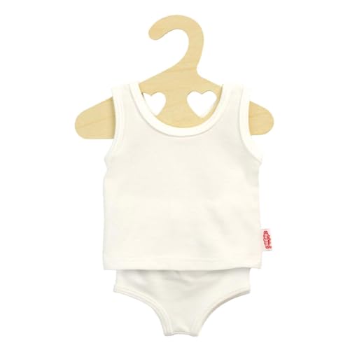 Heless 9221 - Puppenkleidung aus elastischem Jersey Material, 2 teiliges Unterwäsche-Set in Weiß mit Unterhemd und Slip für Puppen und Kuscheltiere der Größe 20 - 25 cm von Heless