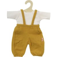 Puppen-Latzhose aus 100 % Bio-Baumwolle, honiggelb, mit weißem T-Shirt, 2-teilig Puppen-Latzhose aus 100 % Bio-Baumwolle, honiggelb, mit weißem T-Shirt, 2-teilig von Heless