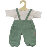 Puppen-Latzhose aus 100 % Bio-Baumwolle, salbeigrün, mit weißem T-Shirt, 2-teili Puppen-Latzhose aus 100 % Bio-Baumwolle, salbeigrün, mit weißem T-Shirt, 2-teili von Heless
