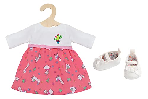 Heless Puppenbekleidungs-Set Alpaka-Kleid mit weißen Ballerinas, 2 teilig, Größe 28 - 35 cm von Heless