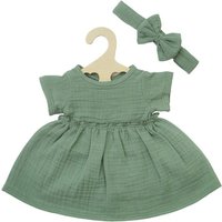 Puppenkleid aus 100 % Bio-Baumwolle mit Rüschen und Haarband, salbeigrün, 2-te Puppenkleid aus 100 % Bio-Baumwolle mit Rüschen und Haarband, salbeigrün, 2-te von Heless
