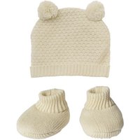 Puppen-Strickset mit Bommelmütze und Strickschuhen aus 100 % Bio-Baumwolle, ecru Puppen-Strickset mit Bommelmütze und Strickschuhen aus 100 % Bio-Baumwolle, ecru von Heless