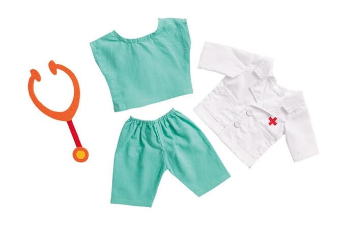 Puppen-Arzt-Outfit mit Stethoskop (ohne Puppe), für Puppengröße 28-35 cm von Heless