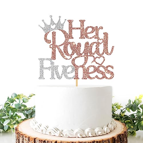 Helewilk Her Royal Fiveness Cake Topper, Happy 5th Birthday Schild, Mädchen 5. Geburtstag Party Dekoration, 5. Geburtstag Prinzessin Kuchen Dekor von Helewilk