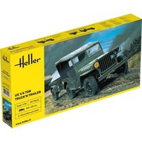 HELLER 81105 1:35 Jeep Willis US 1/4 Ton Truck 'n Trailer von Heller