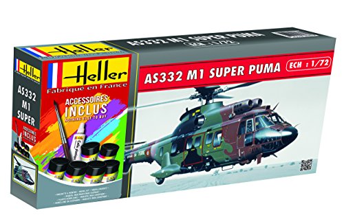 Heller 56367 SUPER Puma AS332 M1 (78 Pieces) Modellbausatz, grau von Heller