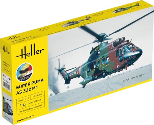 Heller 56367 SUPER Puma AS332 M1 (78 Pieces) Modellbausatz, grau von Heller