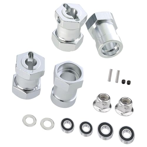Hellery 4 Teilige Radadapter Aus Aluminiumlegierung, Ersatz mit Achsstiften für 1: 10 RC Autos, Professionelle, Robuste Teile, Silbrig Hellery 4 Teilige Radadapter Aus Aluminiumlegierung, Ersatz mit Achsstiften für 1: 10 RC Autos, Professionelle, Robuste Teile, Silbrig von Hellery