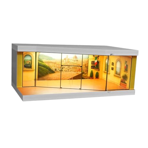 Hellery Vitrine für Modellautos Im Maßstab 1/64, Displaybox, Straßendiorama, Staubdicht, mit Licht, Dekorativer Miniatur Landschafts Organizer Hellery Vitrine für Modellautos Im Maßstab 1/64, Displaybox, Straßendiorama, Staubdicht, mit Licht, Dekorativer Miniatur Landschafts Organizer von Hellery