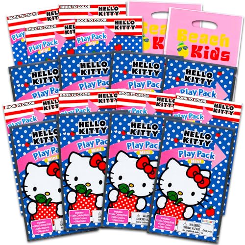 8-teiliges Geburtstags-Mini-Partygeschenk-Set – Bündel mit 8 Hello Kitty Play-Packs | Mini-Malbücher, Aufkleber und Geschenktüten (Hello Kitty Hello Kitty Party Supplies Dekorationen) von Hello Kitty