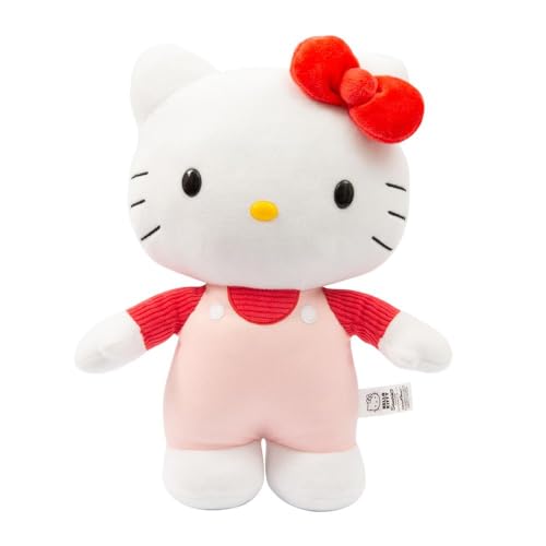 Hello Kitty 30 cm Plüschtier – mit rosa Cord-T-Shirt und rosa Latzhose, weich und kuschelig, Altersgruppen – inklusive Geschenkbox, entzückbares Sammlerstück von Hello Kitty