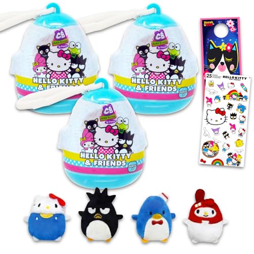 Hello Kitty Blind Bag Party Favors for Girls - Bundle with 3 Hello Kitty Plush Mystery Figures Plus Stickers | Hello Kitty Bag Clips for Kids von Hello Kitty