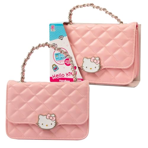 Hello Kitty Giochi Preziosi Fashion Handtasche mit Kreditkarte Spielzeug, Farbe Rosa, Kette in Gold und Rosa und Gesicht zum Öffnen, für Kinder ab 3 Jahren von Hello Kitty