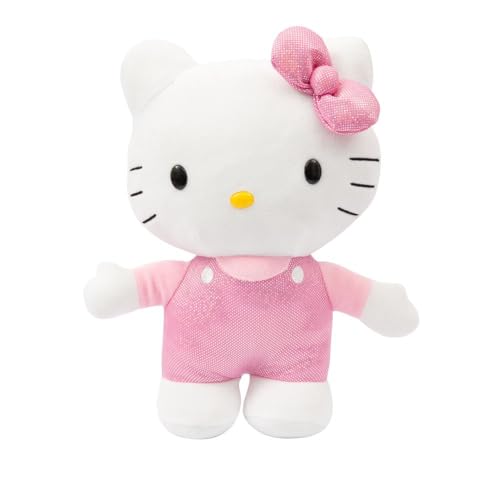 Hello Kitty Giochi Preziosi Weicher Plüsch, 30 cm hoch, mit modischem Outfit, Kleid und Schleife aus rosa Satin, für Kinder ab 3 Jahren von Hello Kitty