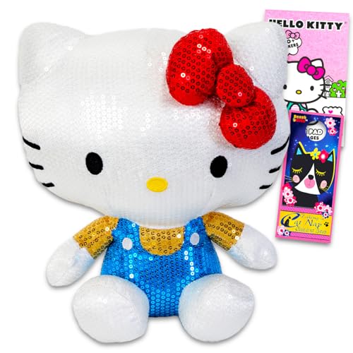 Hello Kitty Plush Toy Set - Bundle with 9.5" Hello Kitty Stuffed Doll with Sequins Plus Stickers, More | Hello Kitty Plushie Doll for Kids, Girls von Hello Kitty