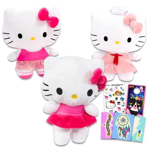 Hello Kitty Plushies Set - Bundle with 3 Hello Kitty Plush Toys Including Ballerina, Sailor, and Polka Dot Outfits Plus Stickers, More | 6" Hello Kitty Stuffed Animals for Kids von Hello Kitty