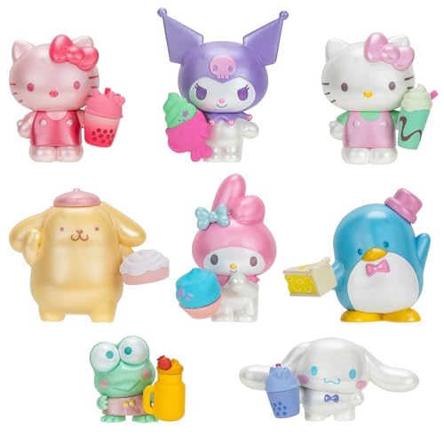 Hello Kitty and Friends Sweet Snacks 8er-Pack mit Mix and Match Sweet Accessories 5,1 cm Figuren Hello Kitty, My Melody, Kuromi, Cinnamoroll, Pompompurin, Keroppi und Smoking von Hello Kitty