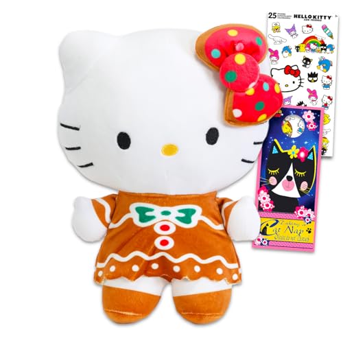 Sanrio Hello Kitty Christmas Plush Toy Set - Bundle with 10" Hello Kitty Gingerbread Themed Plush Plus Stickers, More | Hello Kitty Plushie Doll for Kids, Girls von Hello Kitty