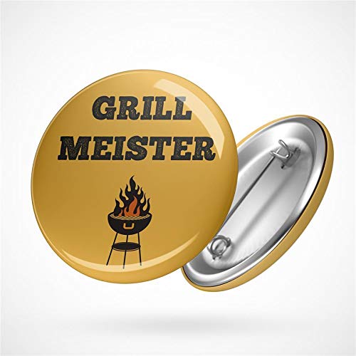 Hellweg Druckerei Button Anstecker Grill Meister Barbecue BBQ Grillen Feuer Badge Geschenk Idee Abzeichen Pin von Hellweg Druckerei