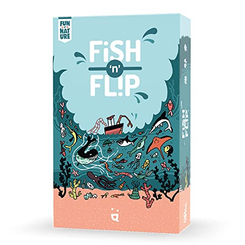 Helvetiq Fish 'N' Flip-Kartenspiel, Strategiespiel mit Ozean-Thema, kooperatives Spiel, lustiges Familienspiel für Kinder und Erwachsene, ab 7 Jahren, 1–4 Spieler, durchschnittliche Spielzeit 20 von Helvetiq