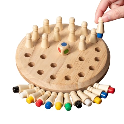 Gedächtnis Schach Lernspielzeug, Memory Schach Holz, Schachspiel Lernspielzeug, Memory Match Stick Schach, Entwickeln Sie das Farbbewusstsein und die Aufmerksamkeit Ihres Kindes, Durchmesser 16cm von Helweet