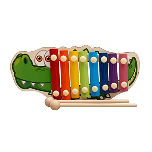 Kinder Xylophon, Glockenspiel Holz, Musikinstrumente für Kinder, Holzspielzeug Musikinstrument, Baby Schlaginstrument Musikinstrument, Glockenspiel, Bunt Xylophon, mit Mallet (Krokodilmuster) von Helweet