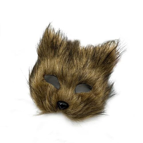 Tier Fuchs Wolf Maske, Katze Halbes Gesicht Masken, Kunstpelz Fuchs Maske, Geeignet für Halloween, Kostümpartys, Karneval, Show Requisiten und Andere Arten Von Partys, 18x16cm von Helweet