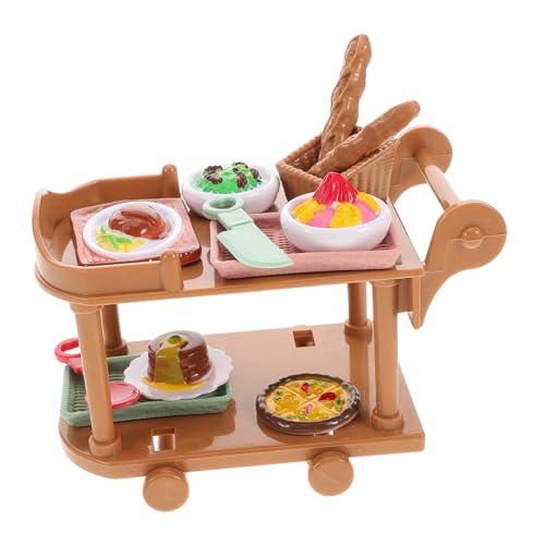 Hemobllo Miniatur Puppenhaus Küchenwagen mit Etagen und Beweglichen Rädern Kunststoff Lebensmittelwagen Set für Geburtstagsgeschenk und Puppenhaus Zubehör Hemobllo Miniatur Puppenhaus Küchenwagen mit Etagen und Beweglichen Rädern Kunststoff Lebensmittelwagen Set für Geburtstagsgeschenk und Puppenhaus Zubehör von Hemobllo