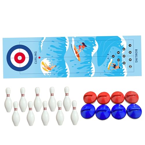 Curling Game Foldable Shuffleboard Tabletop Games Set mit 10 x 35 Matten, 8 Locken und 10 Bällen tragbare Familienspiele für Kinder Erwachsene Fun Skee Ball Game für Innen-, Außen-, Schule, Shufflebo von Hemore