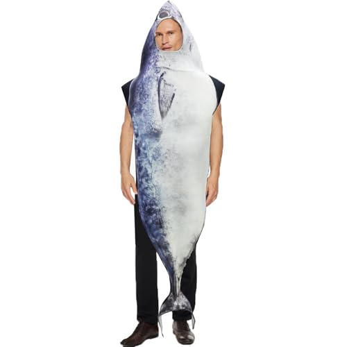 Fischkostüm Erwachsene, 170x67 cm lustiges Fischkostüm, Fisch -Outfit -Cosplay -Kostüm für Halloween Cosplay Party von Hemore