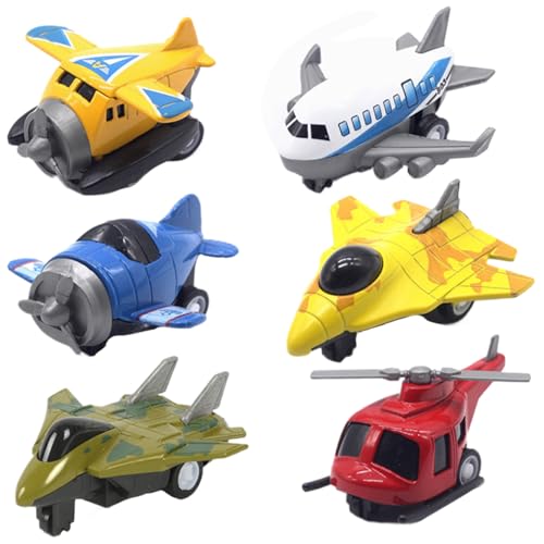 Flugzeugspielzeug für Kinder im Alter von 4 bis 8 Jahren, 6pcs 2,7 Zoll Mini zurückback Flugzeugspielzeug, 1:64 Simuliertes Hubschrauberspielzeug, Flugzeugspielzeug für Kinder Weihnachten Geburtstag von Hemore