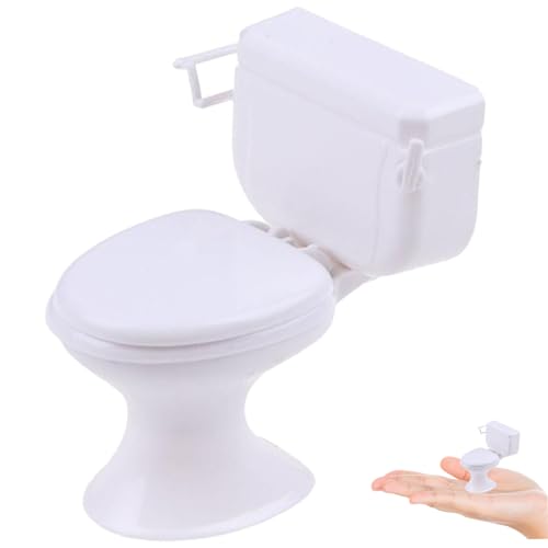 Hemore Babypotte Toilette 2PCS 1:12 White Dollhouse Toilettenpuppenhaus Badezimmer Möbel Mini Toilette Spielzeugkuchen -Topper für Puppenhauszubehör, Mini -Toilette, Puppenhausmöbel Set von Hemore