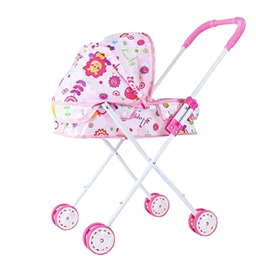 Hemore Babypuppenwagen, Faltbare Hood Puppenwagen, Kinderspielzeug Kinderwagen, Babypuppenwagen, Cartoon -Muster Baby Kinderwagen für Babypuppen (Stil 1) von Hemore