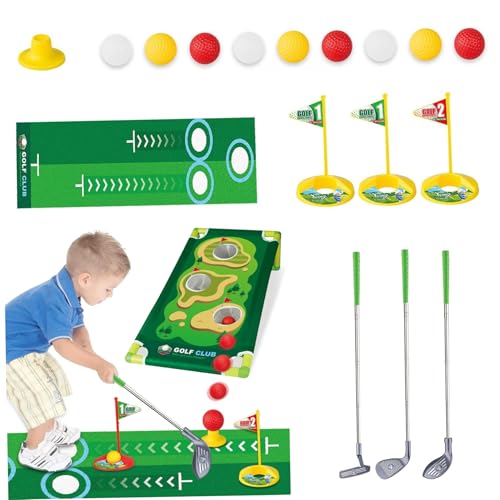 Hemore Kleinkindgolf -Set, Kindergolf -Set mit Golfmatte, 3 Golf Tee, 3 Übungslöchern und 3 Golfschläger, Kleinkindgolfschläger, Indoor -Golfspiele für Jungen Mädchen Sportspielzeug von Hemore