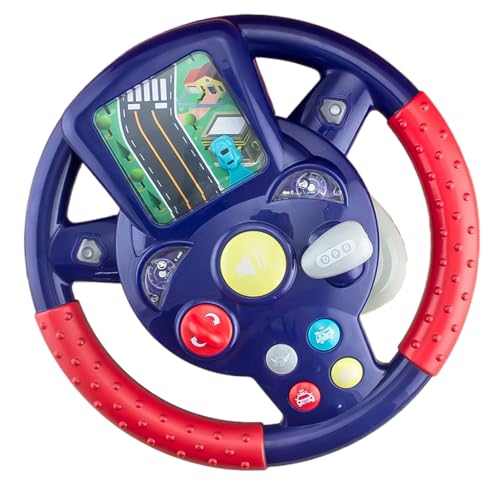 Hemore Lenkradspielzeug, 10 -Zoll -Spielzeuglenkrad mit LCD -Display, Sound & Musik, simuliertes Lenkrad mit Saugnäpfeln für Kinderkinder (blau) von Hemore